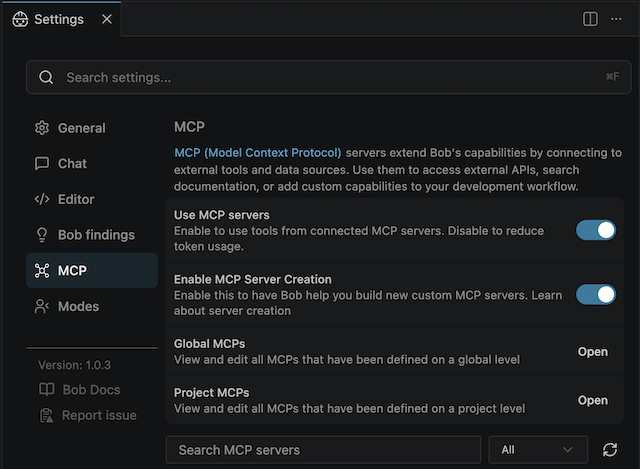 MCP settings file
