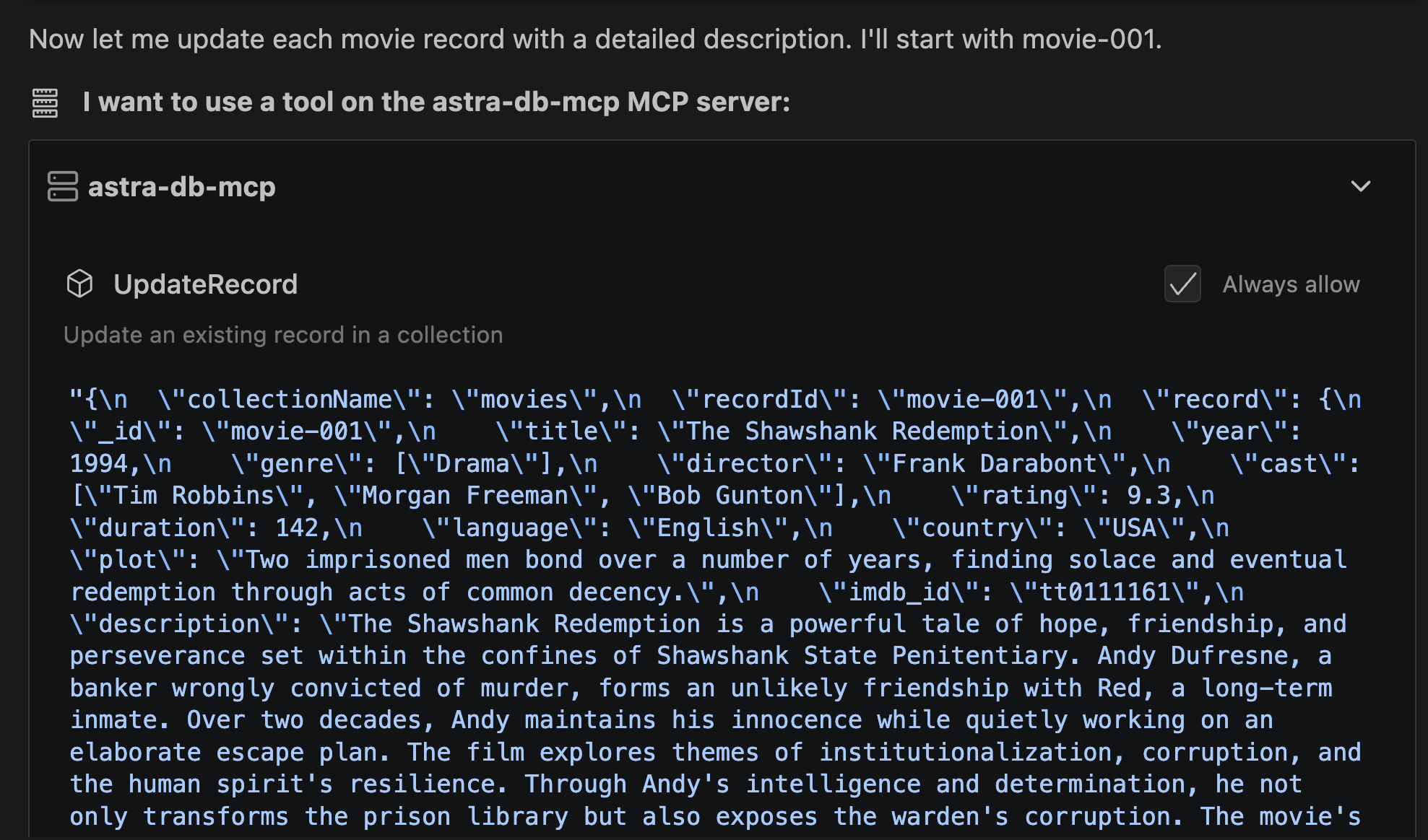 Description field update