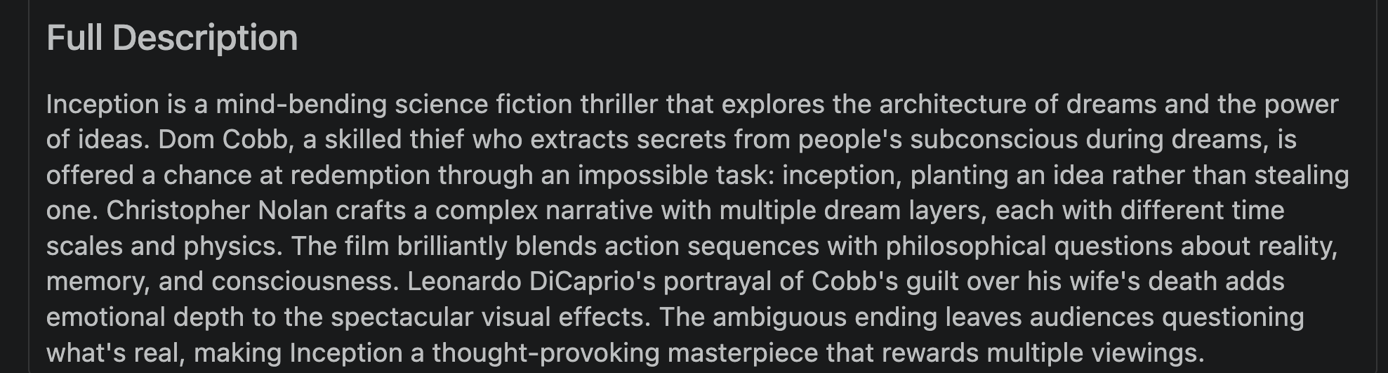 Example movie description