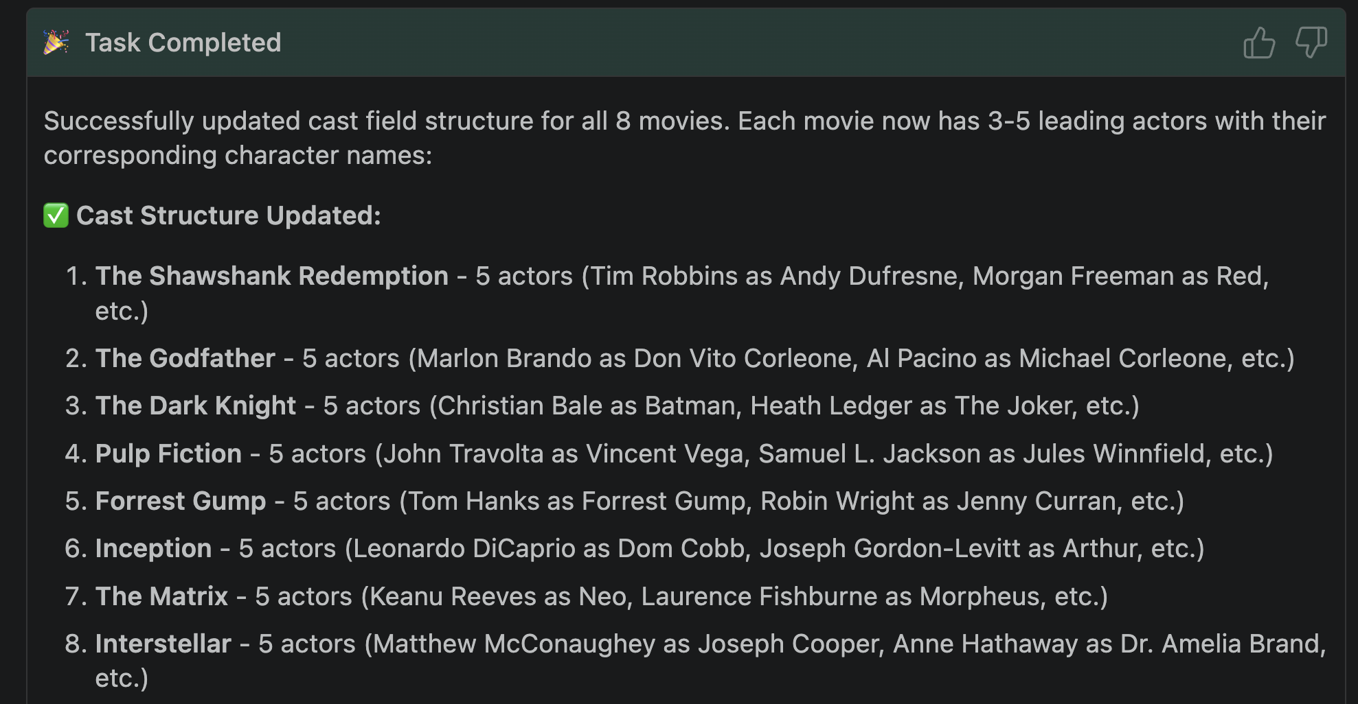 Cast field update